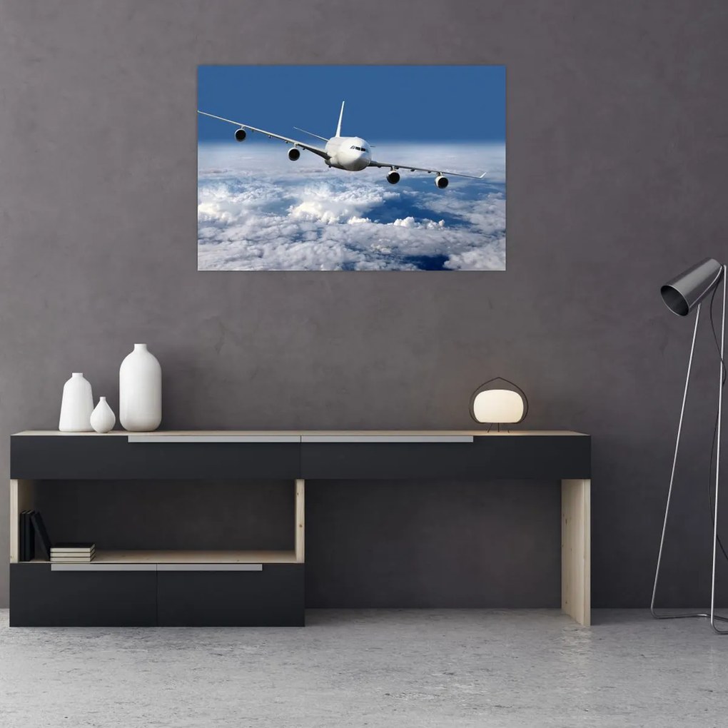 Tablou - Avion în nori (90x60 cm)