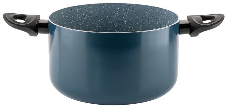 Oala cu capac din sticla Luigi Ferrero Prima FR-2245D, 22x13 cm, 4.5 l, Acoperire antiaderenta cu efect de marmura, Inductie, Albastru