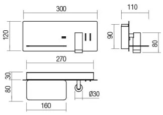 Spot LED de perete Redo 01-2985 BROOK LED/8W/230V + LED/3W USB negru