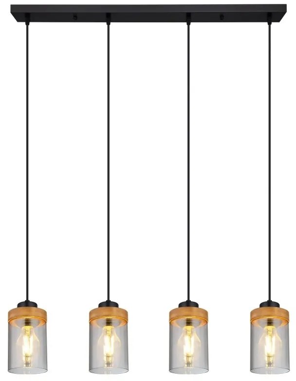 Lustra cu 4 pendule design modern FINCA negru mat, maro inchis