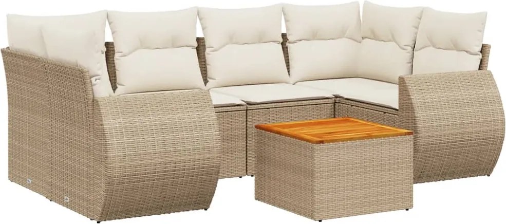 vidaXL Set canapele de grădină, 7 piese, cu perne, bej, poliratan