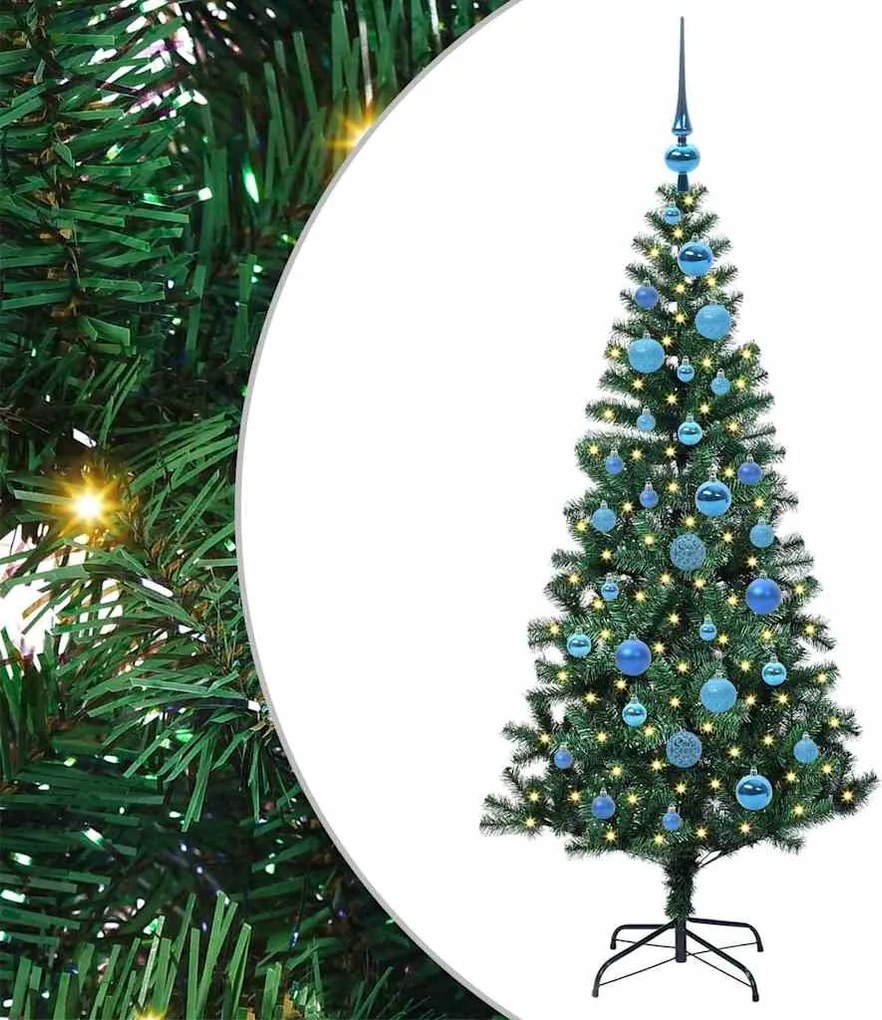 vidaXL Pom de Crăciun artificial pre-iluminat cu 150 LED Verde 150 cm