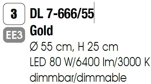 Lustra LED design LUX PRISM 55cm, 24K gold plated