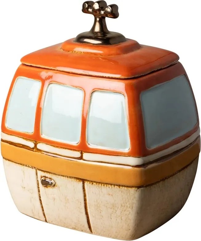 Cutie decorativa, din ceramica, portocalie, Box Cable