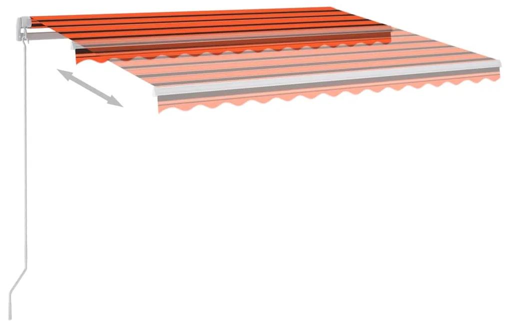 Copertina retractabila manual LED, portocaliu  maro 300x250 cm portocaliu si maro, 300 x 250 cm