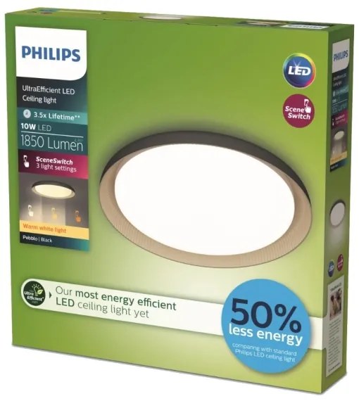 Plafonieră LED dimabilă Philips PEBBLO LED/10W/230V 2700K negru