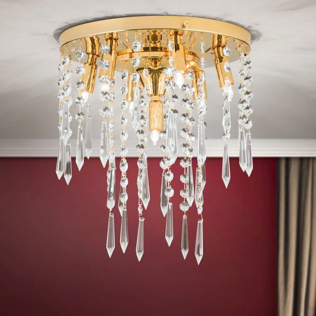 Plafoniera cu cristale PALME auriu 28cm