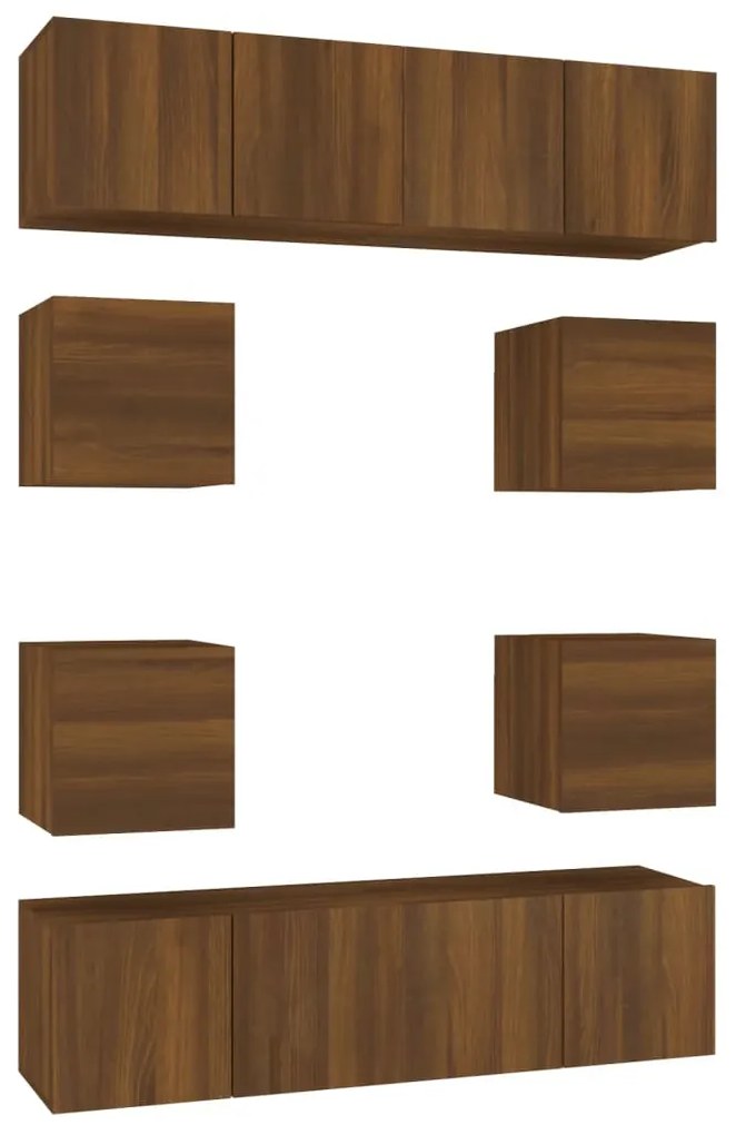 3120214 vidaXL Set dulap TV, 8 piese, stejar maro, lemn prelucrat