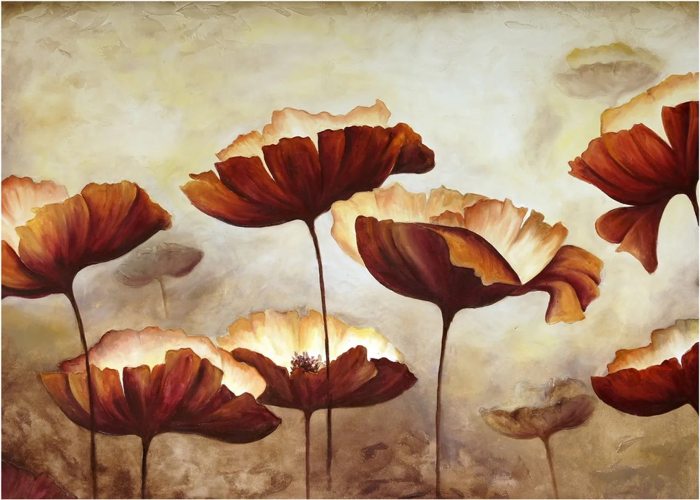 Tablou pe sticlă flori roșii (70x50 cm)