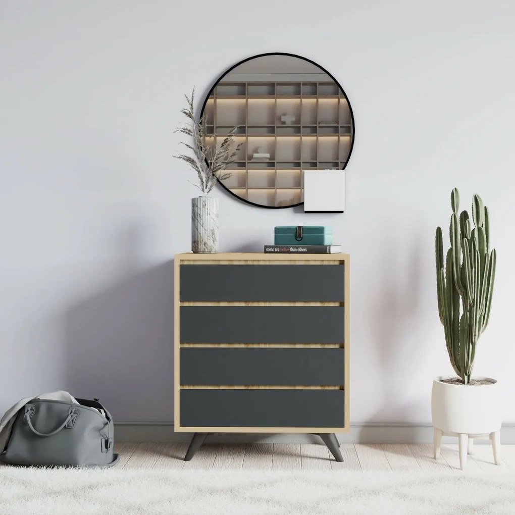 Comodă Suvera Oak and Anthracite