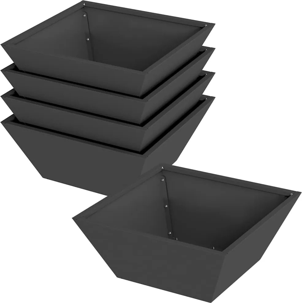 vidaXL Vază pentru Grădină 5 pcs Negru 40 x 40 x 15 cm