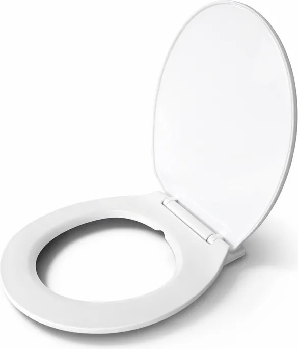 Capac WC SOFTY, închidere lentă (soft-close), alb, plastic, sistem anti-trântire