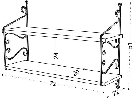 Etajeră de perete SERAMONI 51x72 cm albă/neagră