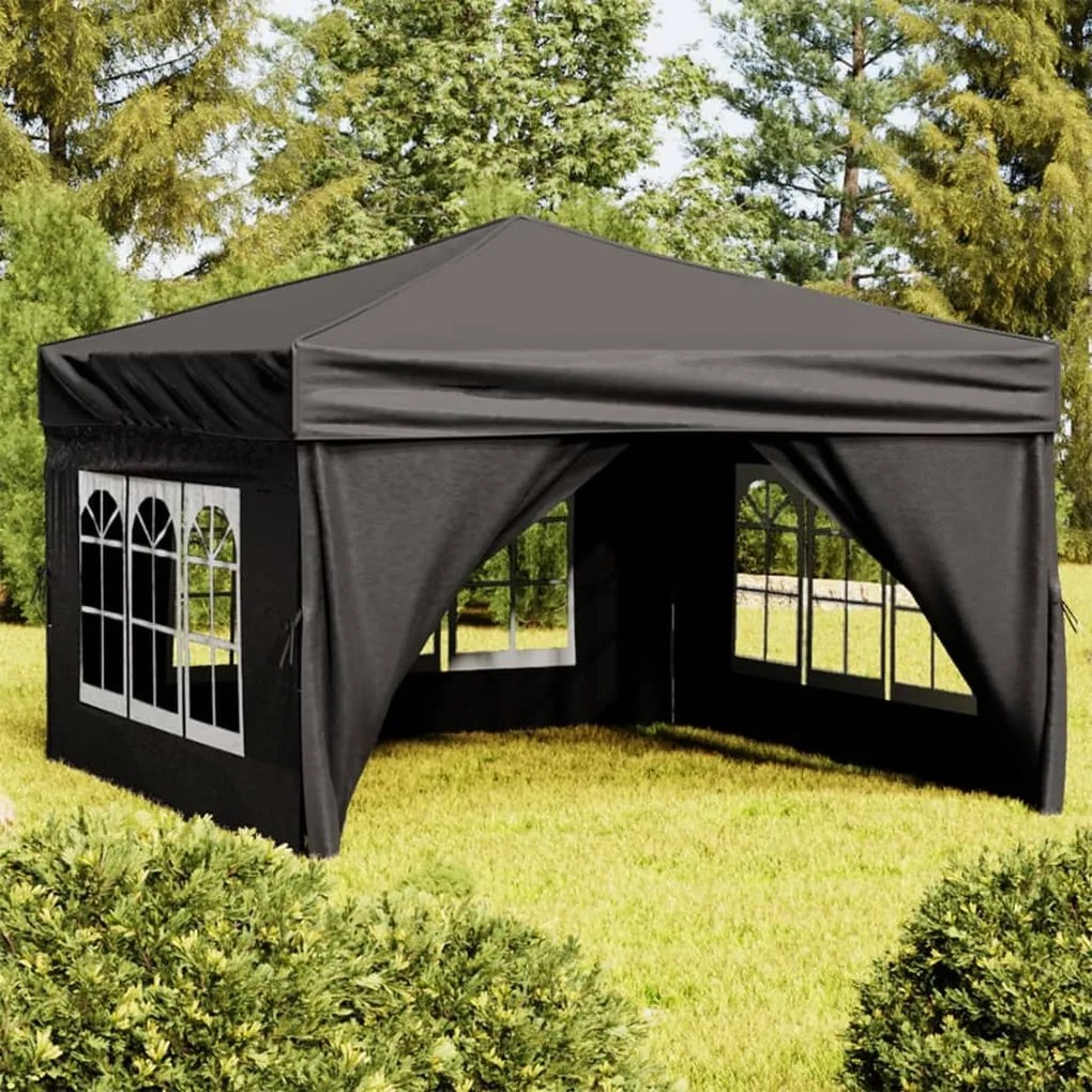 Cort pliabil pentru petrecere, pereti laterali, negru, 3x3 m Negru, 291 x 291 x 245 cm