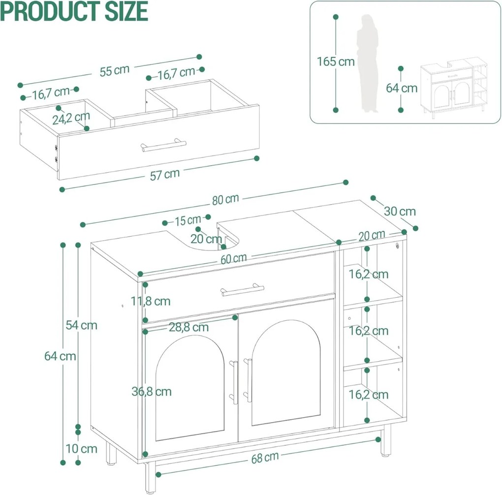 ZARA1 - Masca de Chiuveta, 80 cm - Mobilier Baie ZARA
