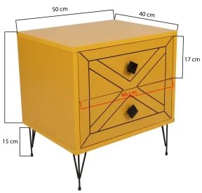 Noptieră LUNA 55x50 cm galbenă
