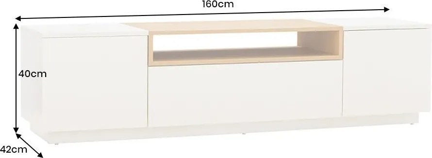 Comoda TV LOFT 160cm natur/ alb