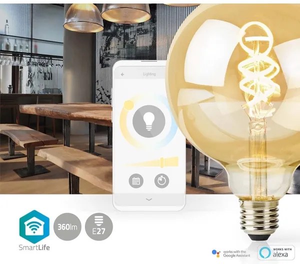 Bec LED dimabil E27/4,9W/230V Wi-Fi 1800-6500K Nedis WIFILRT10G125