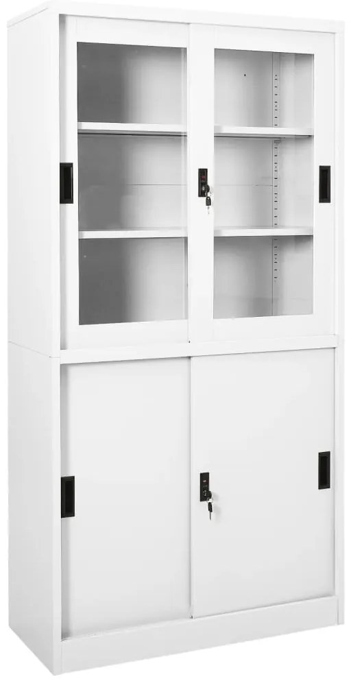 vidaXL Dulap de birou cu ușă glisantă, alb, 90x40x180 cm, oțel