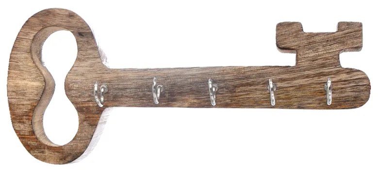 InDecor Suport pentru chei din lemn de mango Oldkey,  25 x 5 x 11 cm