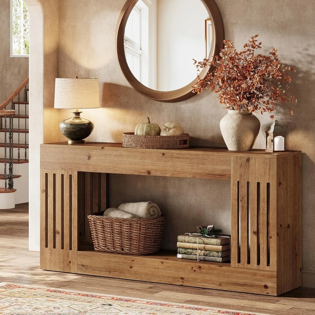 MAM40 - Masa Consola, 160 cm, masuta hol cu raft, living, dining, dormitor - Maro