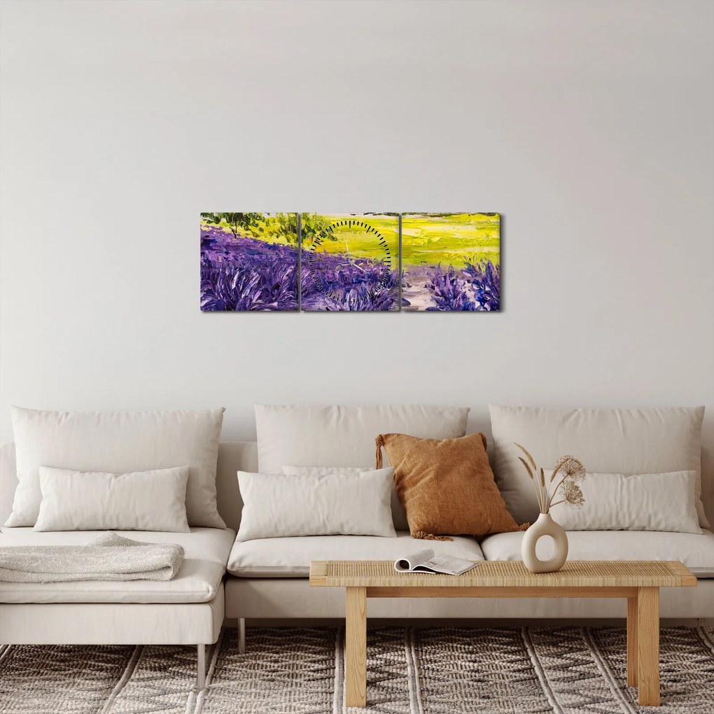 Tablou - Provence, Franța, pictură în ulei (cu ceas) (90x30 cm)