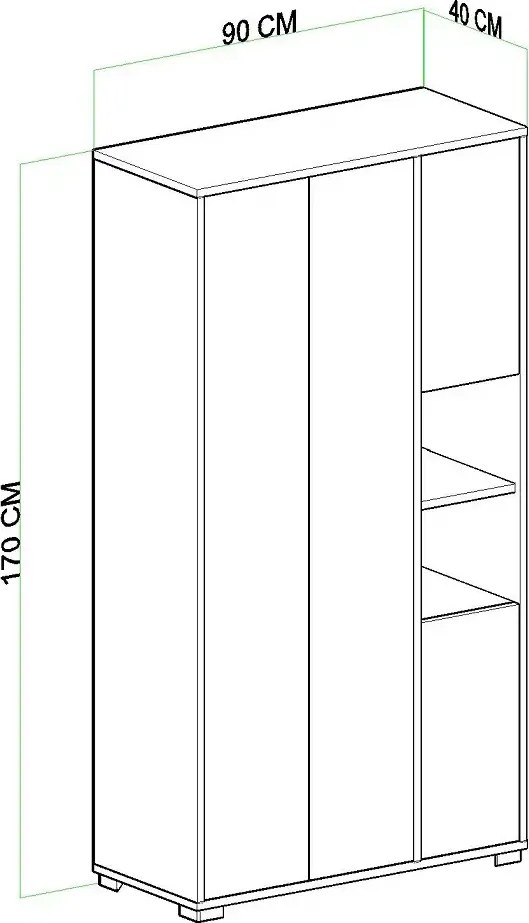 Dulap Homs 4 usi, alb si nuc,170x90x40 cm