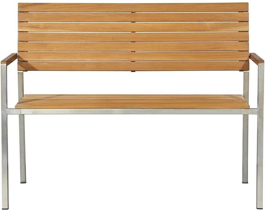Banca Teakline Exklusiv lemn masiv/ otel inoxidabil, maro, 125 x 86 x 55 cm