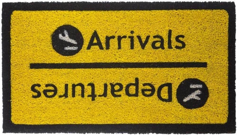 Covoras intrare "Arrivals/Departures" - Negru/Galben
