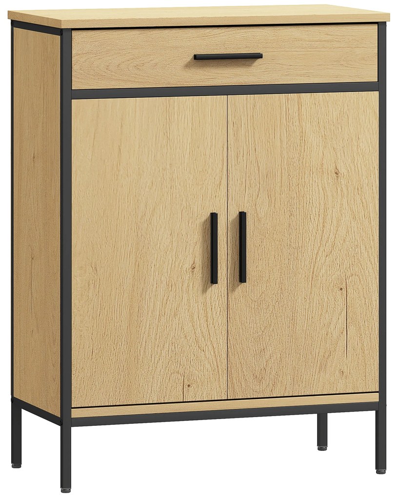 HOMCOM Mobilier de baie cu sertar, dulap cu ușă, raft reglabil și balamale cu închidere, 60 x 30 x 80 cm, stejar | Aosom Romania