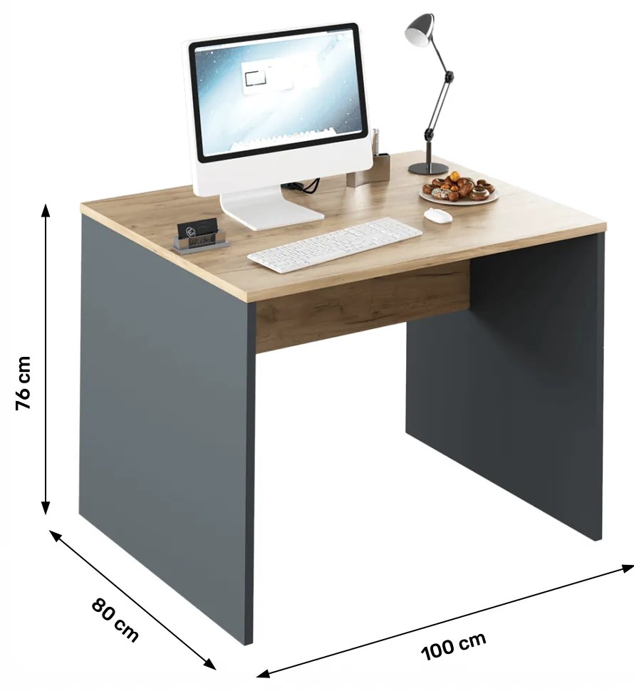 Birou pentru calculator, grafit stejar artisan,Bortis Impex grafit/stejar artisan