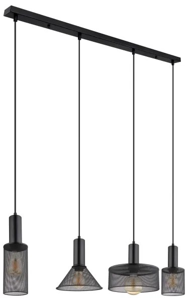 Lustră pe cablu JEDD 4xE27/60W/230V negru Globo 15648-4H