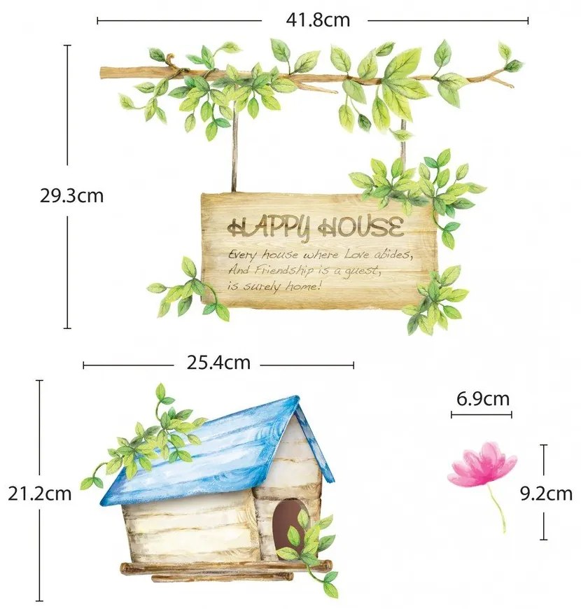 Set autocolante Ambiance Happy House, 42 x 30 cm