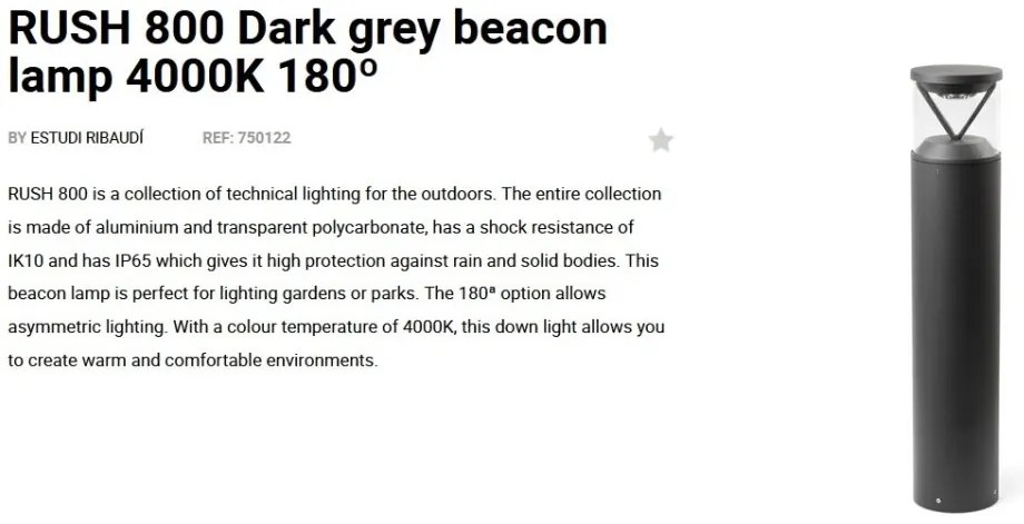 Stalp LED iluminat exterior simetric 180º IP65 RUSH 80cm 4000K