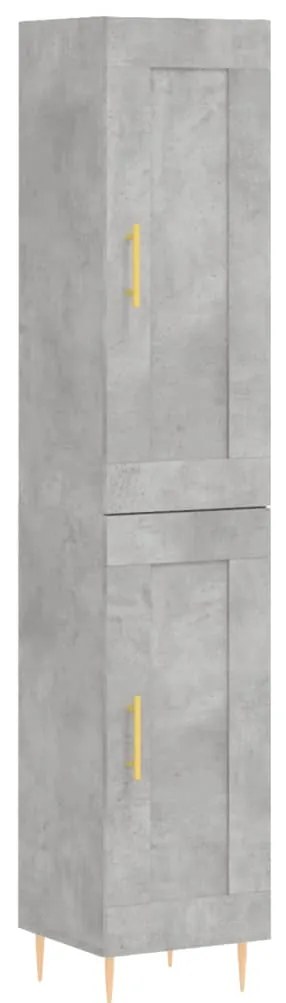 3200445 vidaXL Dulap înalt, gri beton, 34,5x34x180 cm, lemn prelucrat