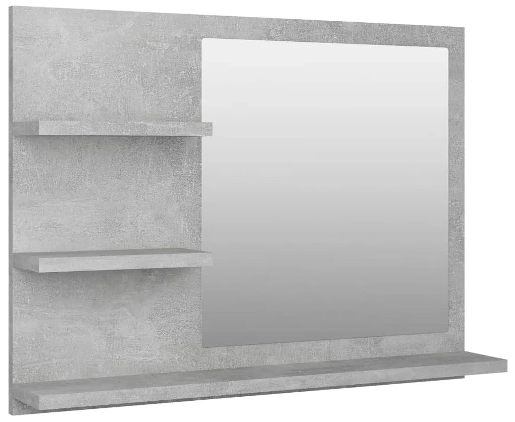 805010 vidaXL Oglindă de baie, gri beton, 60x10,5x45 cm, PAL