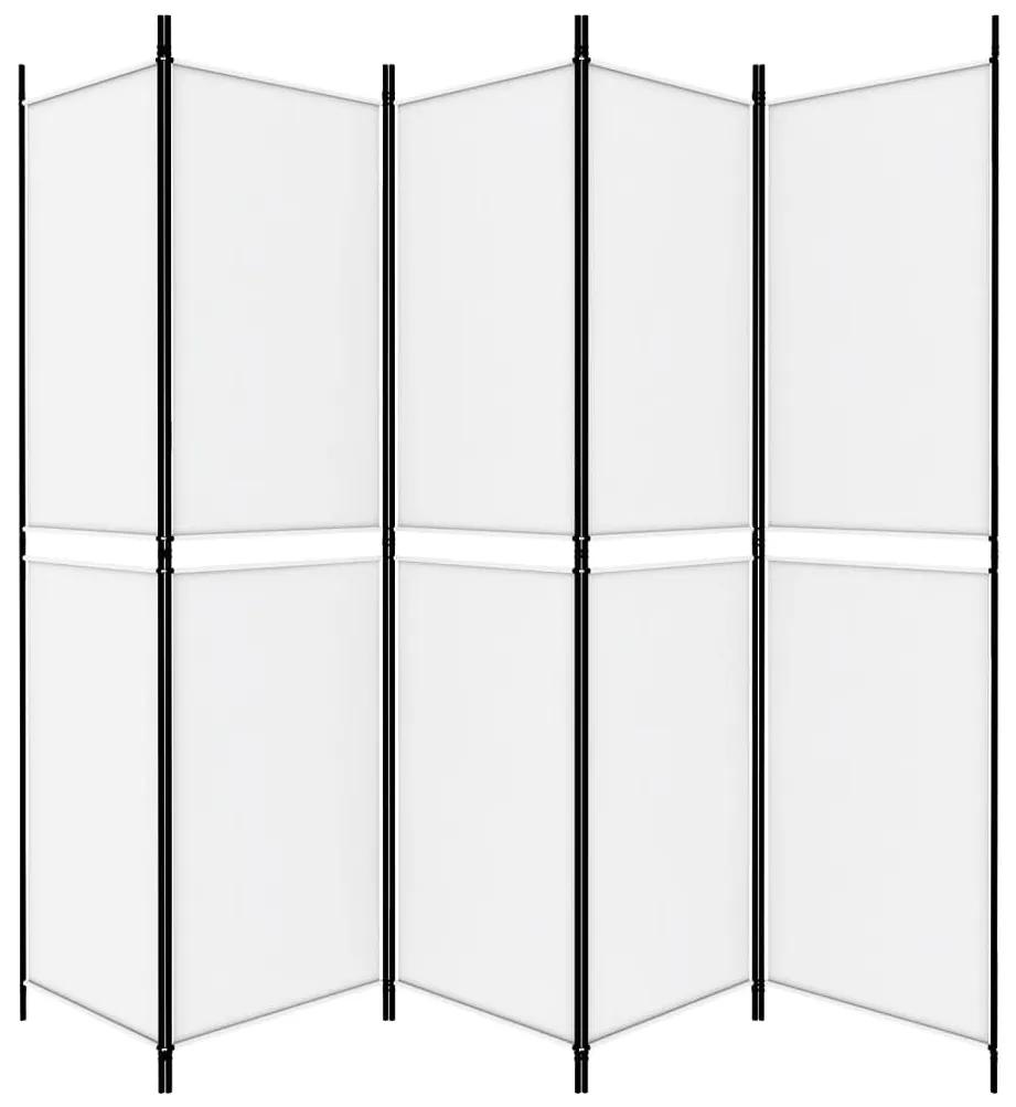 Paravan de camera cu 4 panouri, alb, 250x200 cm, textil