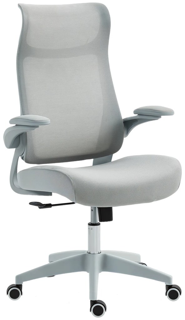 HOMCOM Scaun de birou ergonomic cu cotiere reglabile și tetieră, gri | Aosom Romania