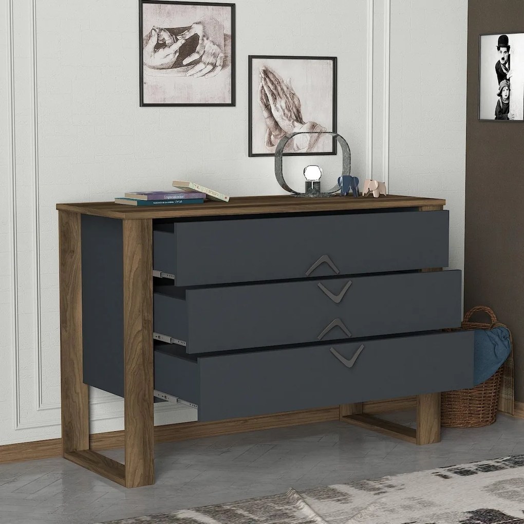 Comodă Bumerang Anthracite and Walnut