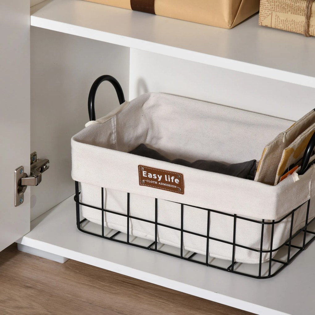 HOMCOM Mobilier Multiuz Alb, pentru Sufragerie Bucătărie Birou, 2 Sertare și 2 Uși, Deschidere Prin Apăsare, 117x36x74cm | Aosom Romania