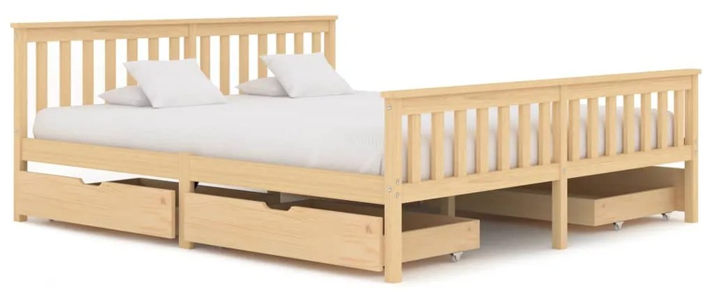 3060344 vidaXL Cadru de pat cu 4 sertare, 180 x 200 cm, lemn masiv de pin