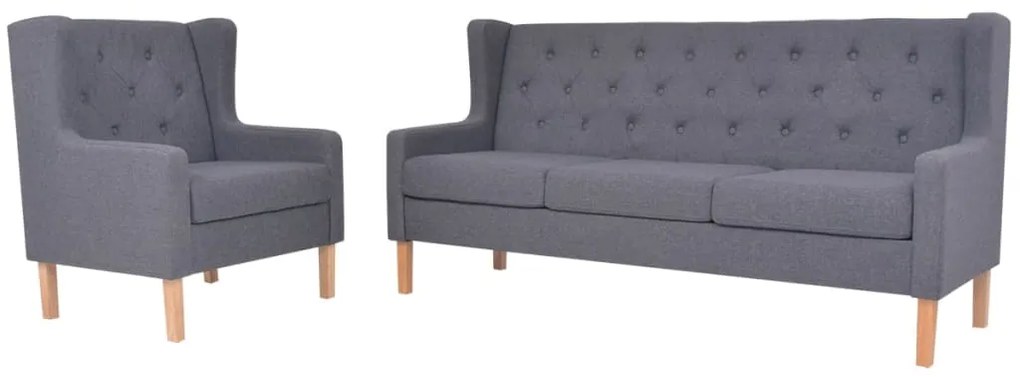 274933 vidaXL Set canapea, 2 piese, gri, material textil