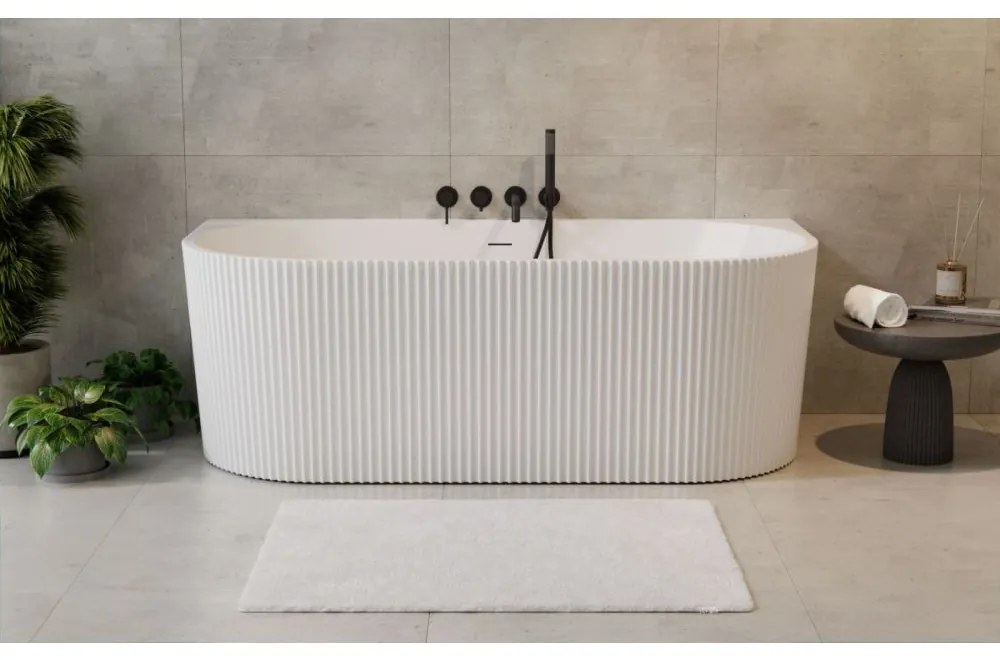 Cada baie freestanding, lipita de perete, alba, 3D, Besco Leya, 170x78 cm