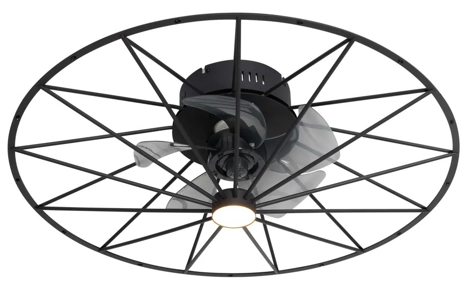 Ventilator de tavan negru 62cm incl. LED Dimmable cu telecomandă - Yaran