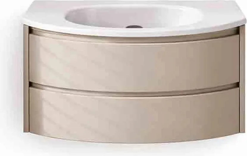 Set dulap baza suspendat KolpaSan Joy 2 sertare 80 cm finisaj light grey cu lavoar alb
