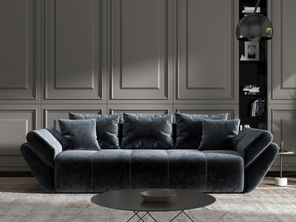 Canapea extensibilă dumonde cu ladă de depozitare si sezut confortabil din spuma high-density, Berlin Euphoria Grafit 250x100 cm