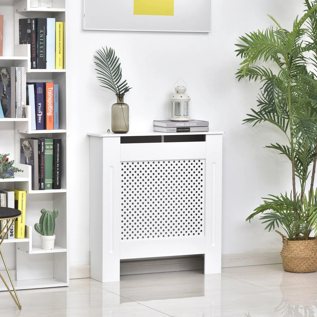 HOMCOM Carcasă Modernă pentru Calorifer din MDF Tip Grilă, 78x82x19 cm, Alb | Aosom Romania