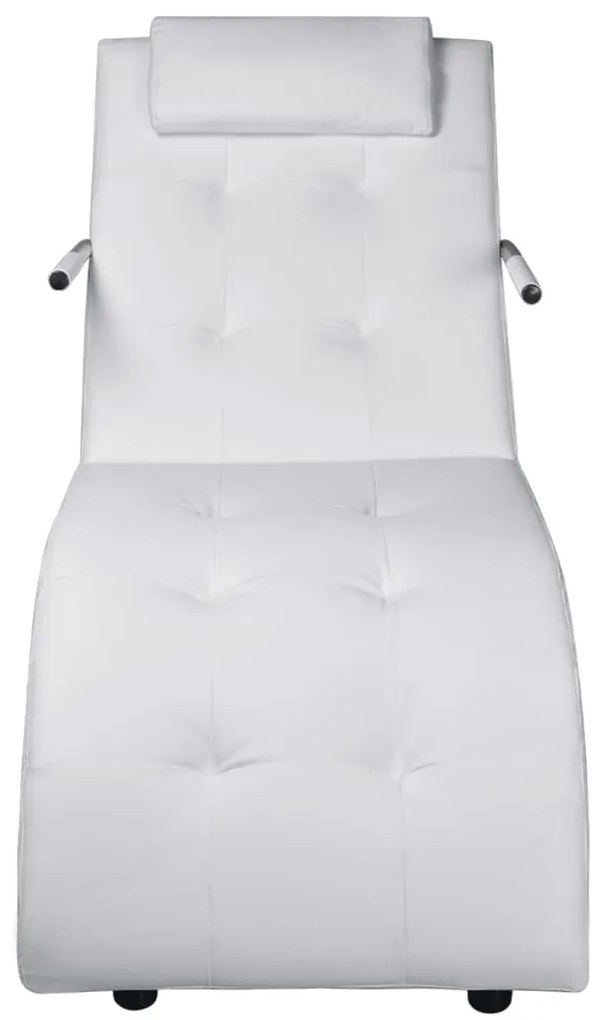 244095 vidaXL Șezlong cu pernă, alb, piele ecologică