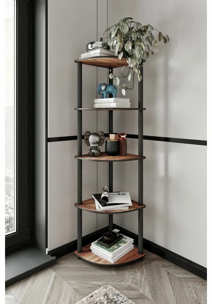 Raft Corner Walnut, 5 etajere, L