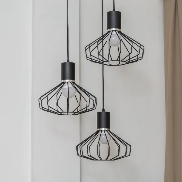 Lustră pe cablu SOLANO 3xE27/15W/230V negru/crom lucios